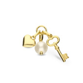 Charm argint placat cu aur galben cu perla naturala, inima si cheie DiAmanti AN6168-PYG-AS